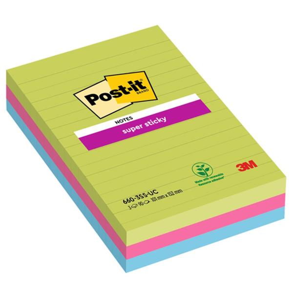 Blocco foglietti Post-it Super Sticky rettangolari - 660-3SSUC …