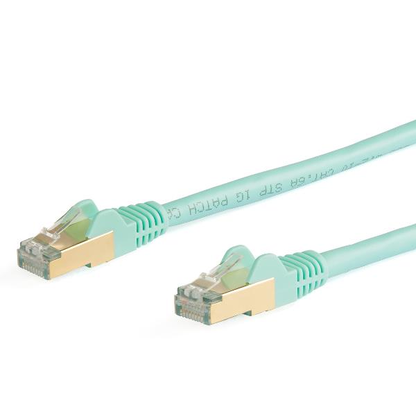 StarTech.com Cavo di rete Ethernet RJ45 CAT6a da 7m - Acqua - Cavo in rame - Cavo Network (6ASPAT7MAQ) - Cavo patch - RJ-45 (M) a RJ-45 (M) - 7 m - STP - CAT 6a - stampato, antiaggrovigliamento - aqua