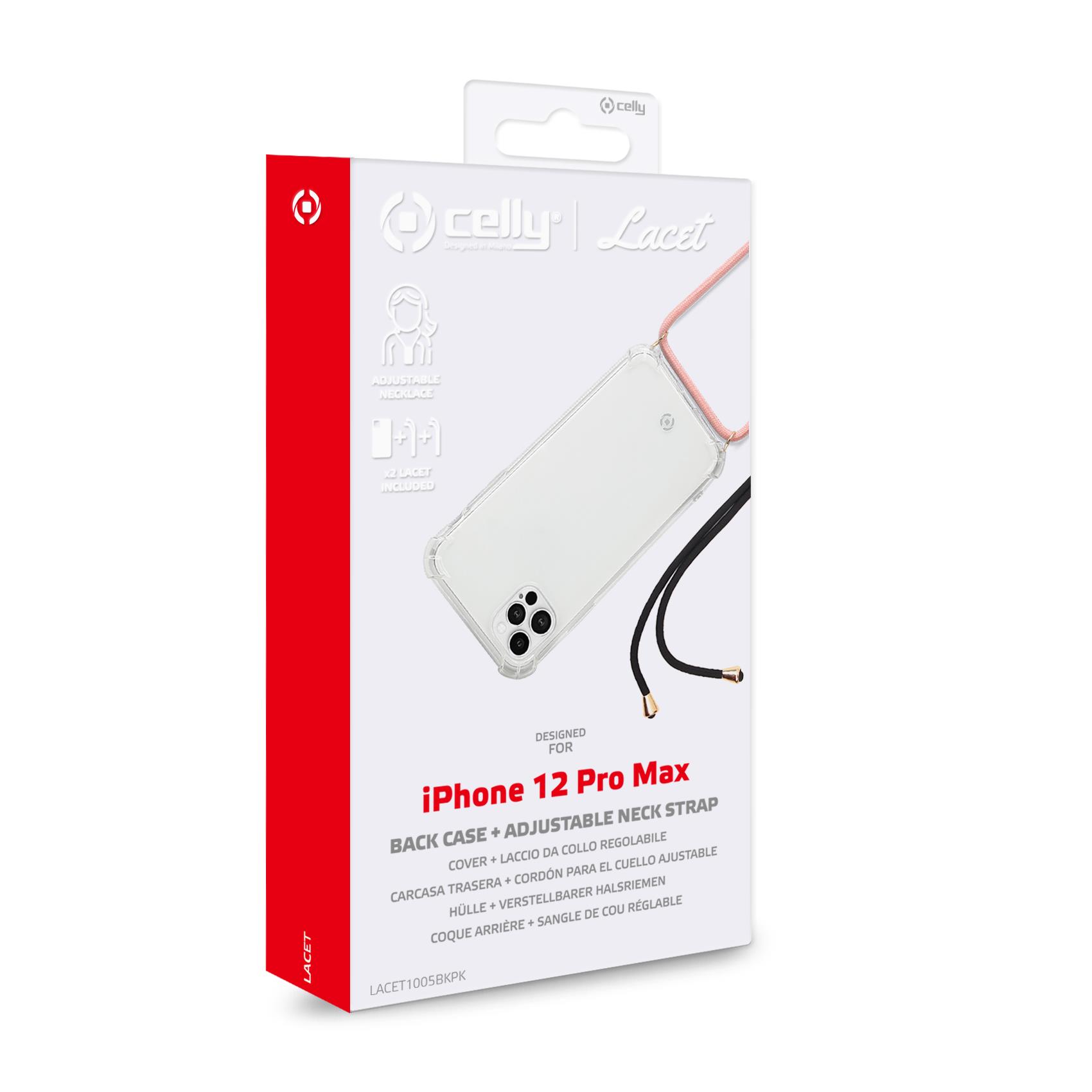 Celly LACET LACET1005BKPK - Cover per cellulare - TPU (poliuretano termoplastico) - trasparente - per Apple iPhone 12 Pro Max