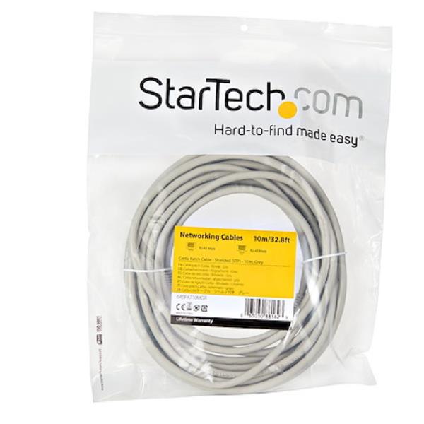 StarTech.com Cavo di rete Ethernet RJ45 CAT6a da 10m - Grigio - Cavo in rame - Cavo Network (6ASPAT10MGR) - Cavo patch - RJ-45 (M) a RJ-45 (M) - 10 m - STP - CAT 6a - stampato, antiaggrovigliamento - grigio