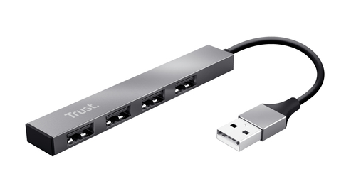 Trust Halyx Aluminium 4-Port Mini USB Hub - Hub - 4 x USB 2.0 - desktop