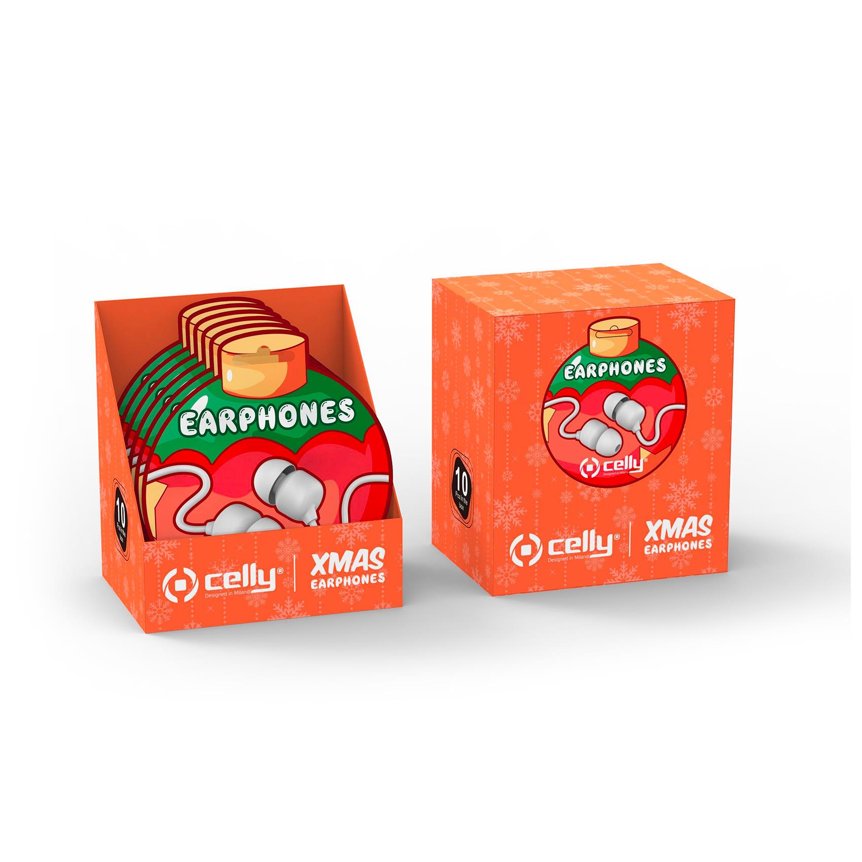 Celly XMASEARBALL - Auricolari con microfono - in-ear - cablato - jack 3,5 mm - bianco