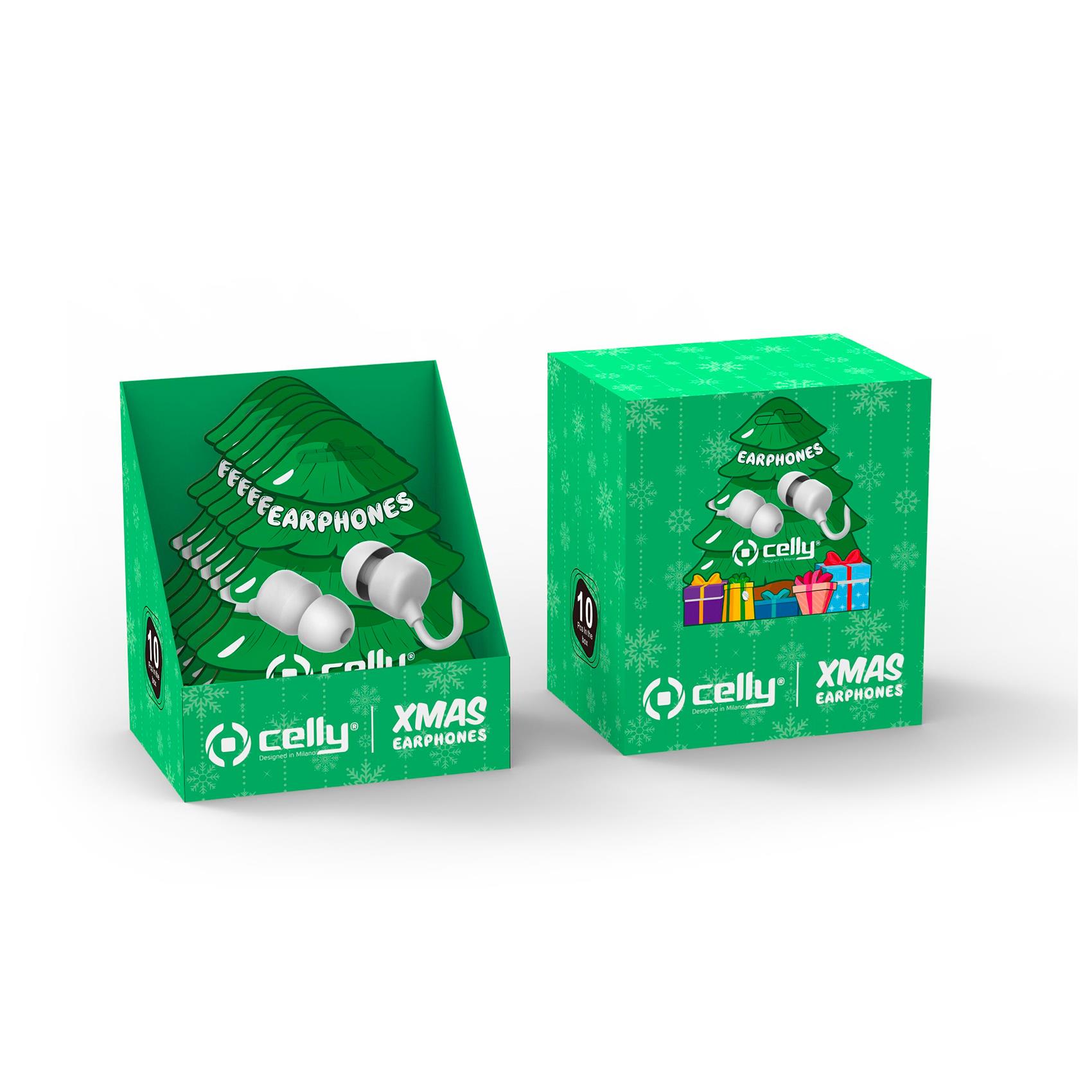 Celly XMASEARTREE - Auricolari con microfono - in-ear - cablato - jack 3,5 mm - bianco