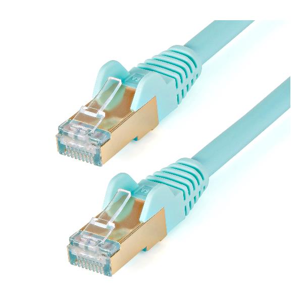 StarTech.com Cavo di rete Ethernet RJ45 CAT6a schermato da 1.5 m - Cavo Network in rame - Acqua (6ASPAT150CMAQ) - Cavo patch - RJ-45 (M) a RJ-45 (M) - 1.5 m - STP - CAT 6a - stampato, antiaggrovigliamento - aqua