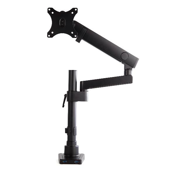 StarTech.com Supporto per monitor da scrivania articolabile - Per display fino a 34" - Gestione cavi integrata e 2 USB 3.0 (ARMPIVOT2USB3) - Kit montaggio (braccio snodato, morsetto per montaggio su scrivania, morsa a occhiello) - per Monitor - Alluminio pesante - nero - dimensione schermo: 17"-34" - montabile su desk