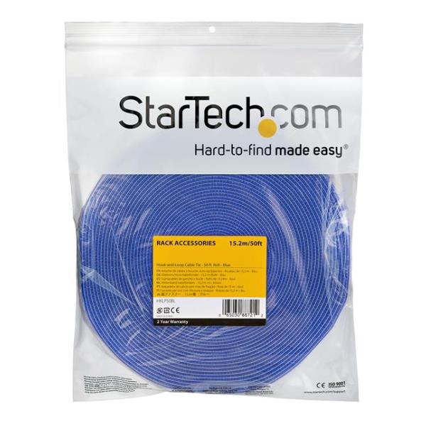 StarTech.com Rotolo di nastro con chiusura a strappo da 15,2 m - Blu (HKLP50BL) - Bloccaggio con aggancio a cappio - 15.24 m - blu - per P/N: HKLP50, HKLP50GN, HKLP50RD, HKLP50YW, MDBOXMNT
