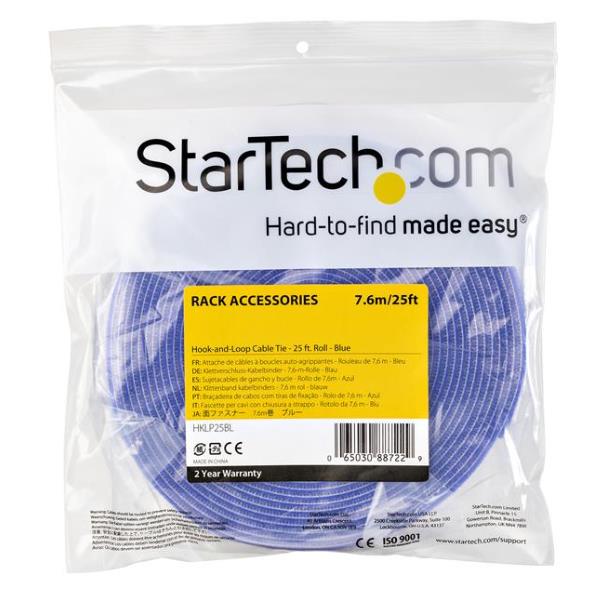 StarTech.com Rotolo di nastro con chiusura a strappo da 7,6 m - Blu (HKLP25BL) - Bloccaggio con aggancio a cappio - 7.62 m - blu - per P/N: CABSHF2POST2, HKLP25, HKLP25GN, HKLP25RD, HKLP25YW