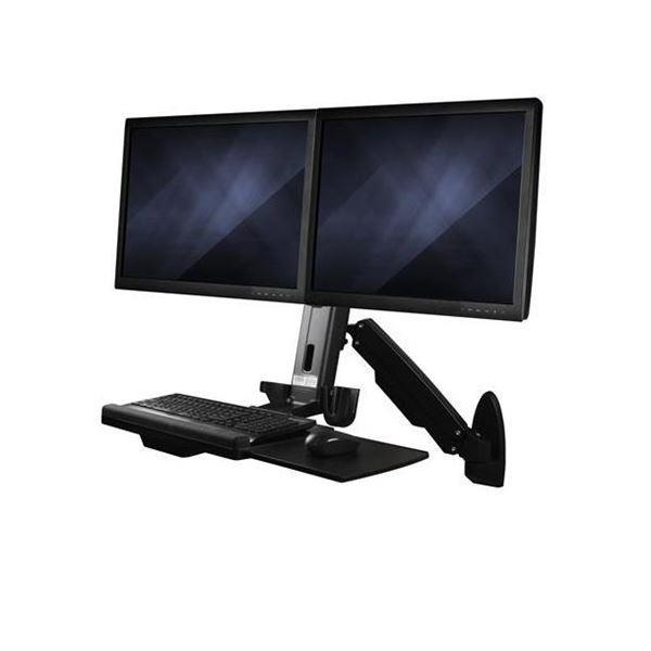 StarTech.com Postazione di lavoro Sit- Stand montabile a parete con braccio ergonomico regolabile per 2 monitor VESA e tastiera (WALLSTS2) - Kit montaggio (elemento a parete, colonna, 2 traverse, porta tastiera, braccio per monitor, 2 x supporto monitor VESA, supporto barre a croce) - per 2 monitor - plastica, Alluminio, acciaio - nero - dimensione schermo: 24"