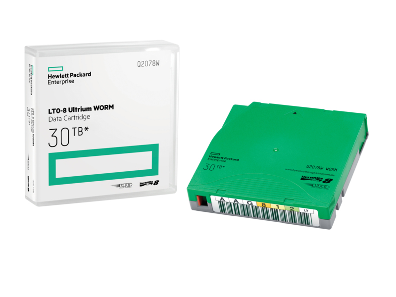 HPE Ultrium WORM Data Cartridge - LTO Ultrium WORM 8 - 12 TB / 30 TB - etichette scrivibili - verde - per StoreEver LTO-8 Ultrium 30750, LTO-8 Ultrium 30750 TAA