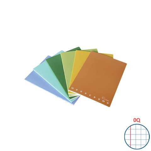 Pigna Monocromo Green - Quaderno - graffettato - maxi - A4 - 21 fogli / 42 pagine - quadretti - disponibile in colori assortiti (pacchetto di 6)
