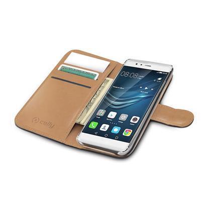 Celly WALLY582 - Flip cover per cellulare - ecopelle - nero - per Huawei P9 plus