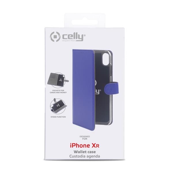 Celly Wally - Flip cover per cellulare - similpelle - blu - per Apple iPhone XR