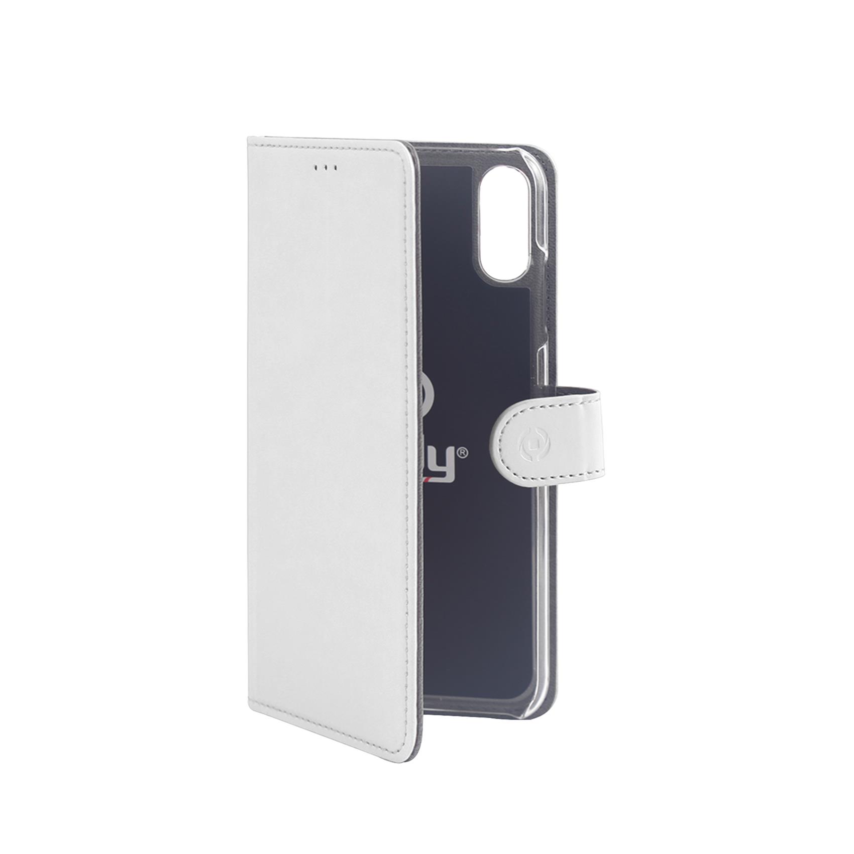 Celly Wally WALLY999WH - Flip cover per cellulare - ecopelle - bianco - per Apple iPhone XS Max