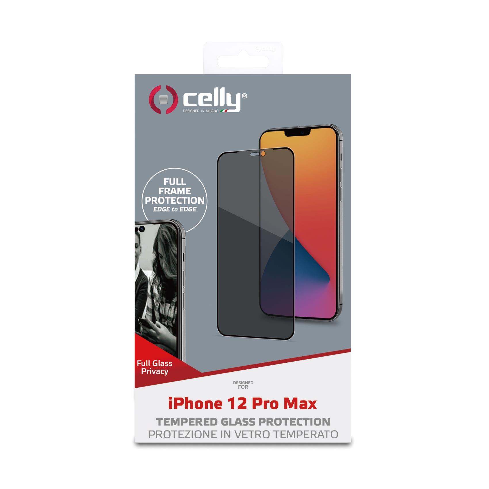 Celly Privacy Full Glass - Protezione per schermo per telefono cellulare - con filtro privacy - A due vie - per Apple iPhone 12 Pro Max
