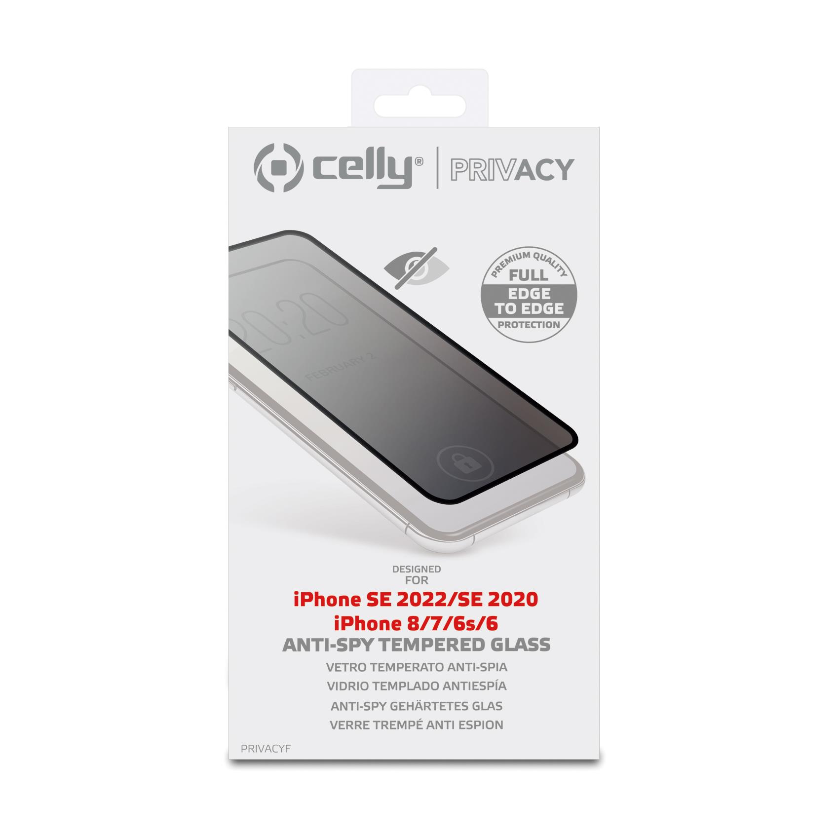 Celly Privacy Full Glass - Protezione per schermo per telefono cellulare - 3D - con filtro privacy - A due vie - per Apple iPhone 7, 8, SE (2ª gen)