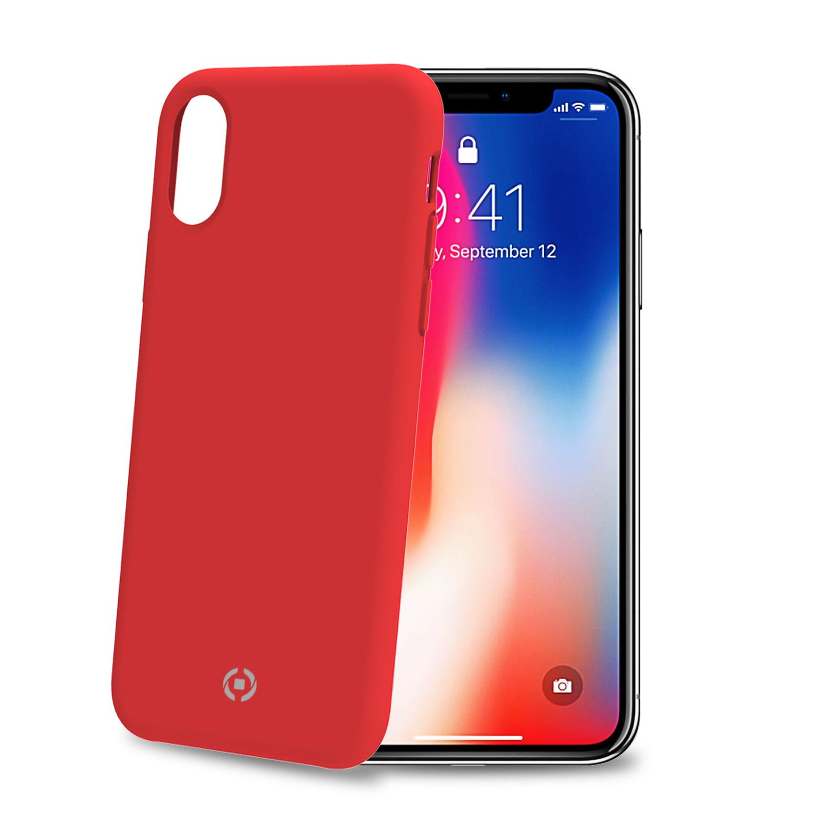 Celly FEELING FEELING900RD - Cover per cellulare - silicone liquido - rosso - per Apple iPhone X