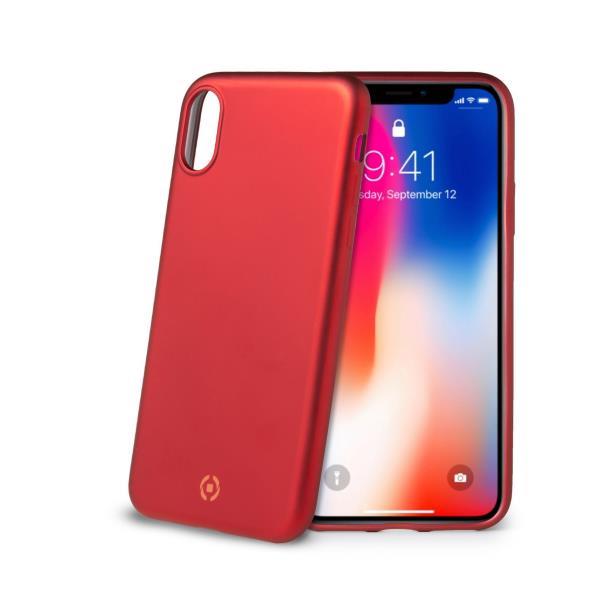 Celly Soft Matt - Cover per cellulare - TPU (poliuretano termoplastico) - rosso - per Apple iPhone X, XS