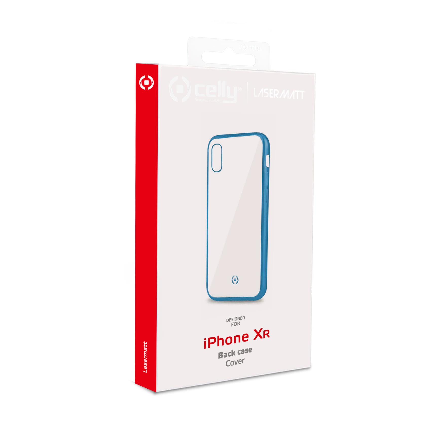 Celly Laser Matt - Cover per cellulare - TPU (poliuretano termoplastico) - blu, trasparente - per Apple iPhone XR