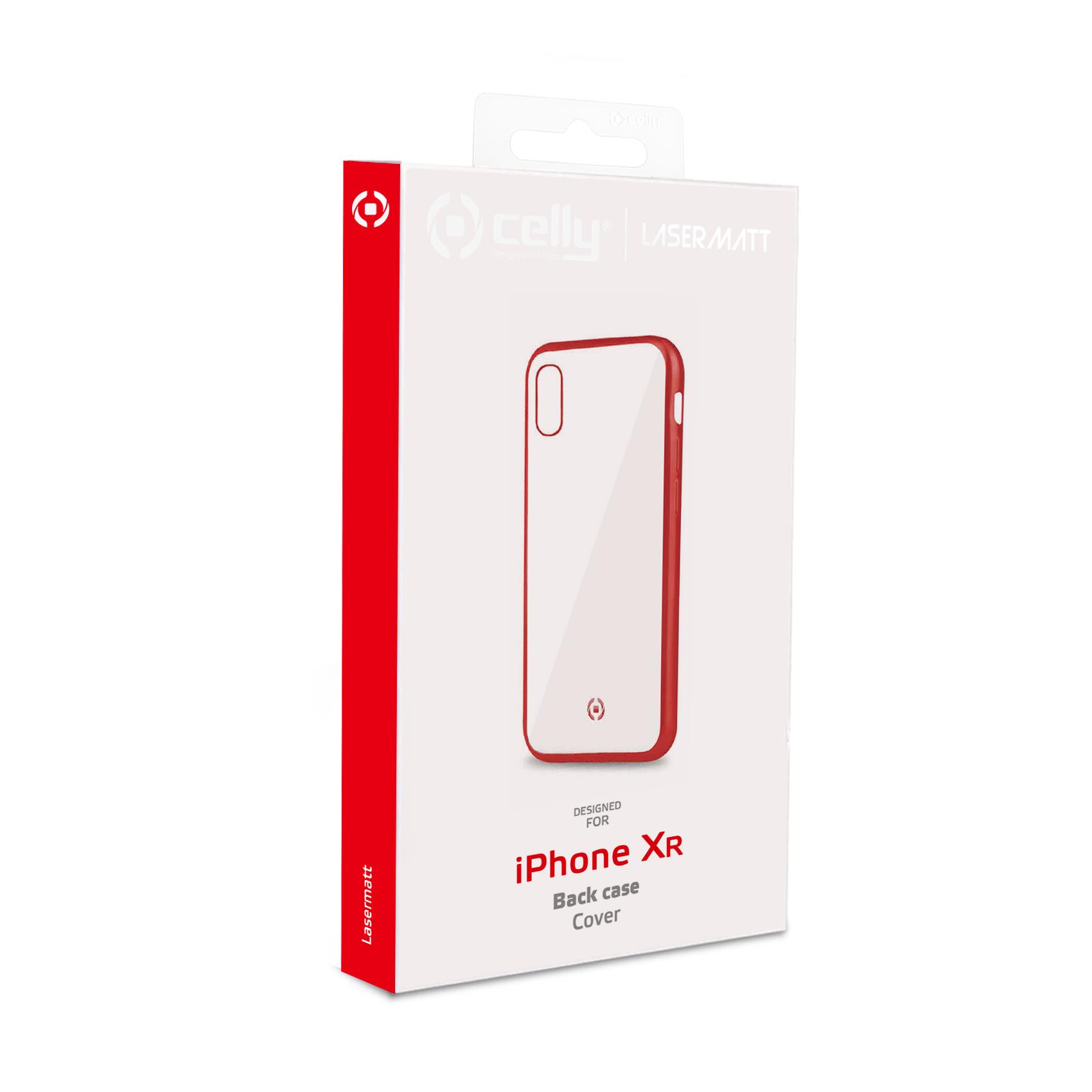 Celly Laser Matt - Cover per cellulare - TPU (poliuretano termoplastico) - rosso, trasparente - 6.1" - per Apple iPhone XR