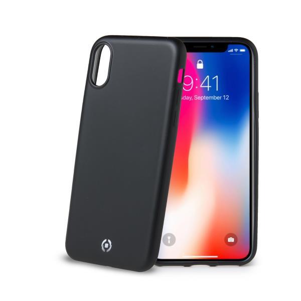 Celly Soft Matt Smart Care - Cover per cellulare - TPU (poliuretano termoplastico) - nero - per Apple iPhone X, XS