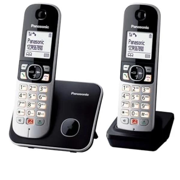 Panasonic KX-TG6852 - Telefono cordless con ID chiamante/chiamata in attesa - DECTGAP - 3-way capacità di chiamata - nero + ricevitore aggiuntivo