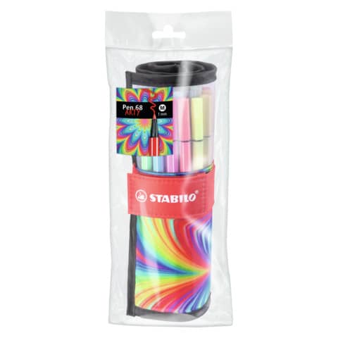 STABILO Pen 68 ARTY - Penna punta in fibra - colori assortiti - inchiostro base acqua - 1 mm - medio (pacchetto di 25)