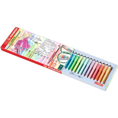 STABILO swing cool Fashion Edition by Marina Hoermanseder - Evidenziatore - colori assortiti - inchiostro base acqua - 1-4 mm (pacchetto di 18)