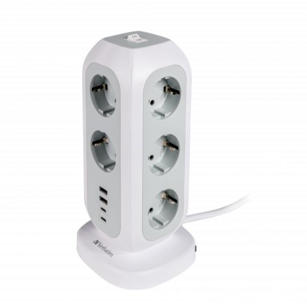 Verbatim - torre di alimentazione - multi-spina EUPT-01 con 2 x USB-C / 2 x USB-A