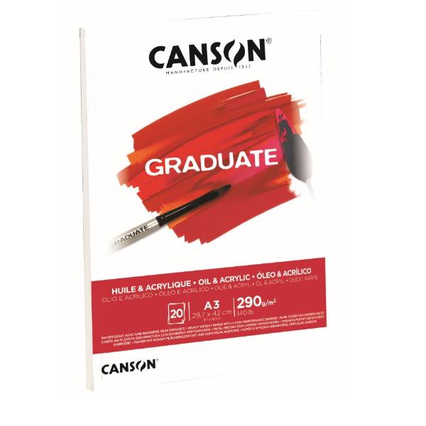 CANSON Graduate Oil & Acrylic - Blocco - A3 - 20 fogli - bianco naturale