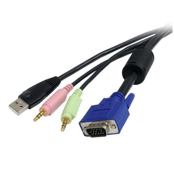 StarTech.com Cavo switch KVM VGA USB 4 in 1 da 1,8 m con audio e microfono (USBVGA4N1A6) - Cavi tastiera / video / mouse / audio - USB, HD-15 (VGA), mini jack stereo (M) a HD-15 (VGA), mini jack stereo, USB Tipo B (M) - 1.8 m - per P/N: SV231DDUSB, SV231DVGAU2A, SV431DDUSB