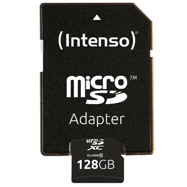 Intenso - Scheda di memoria flash (adattatore da microSDXC a SD in dotazione) - 128 GB - Class 10 - microSDXC