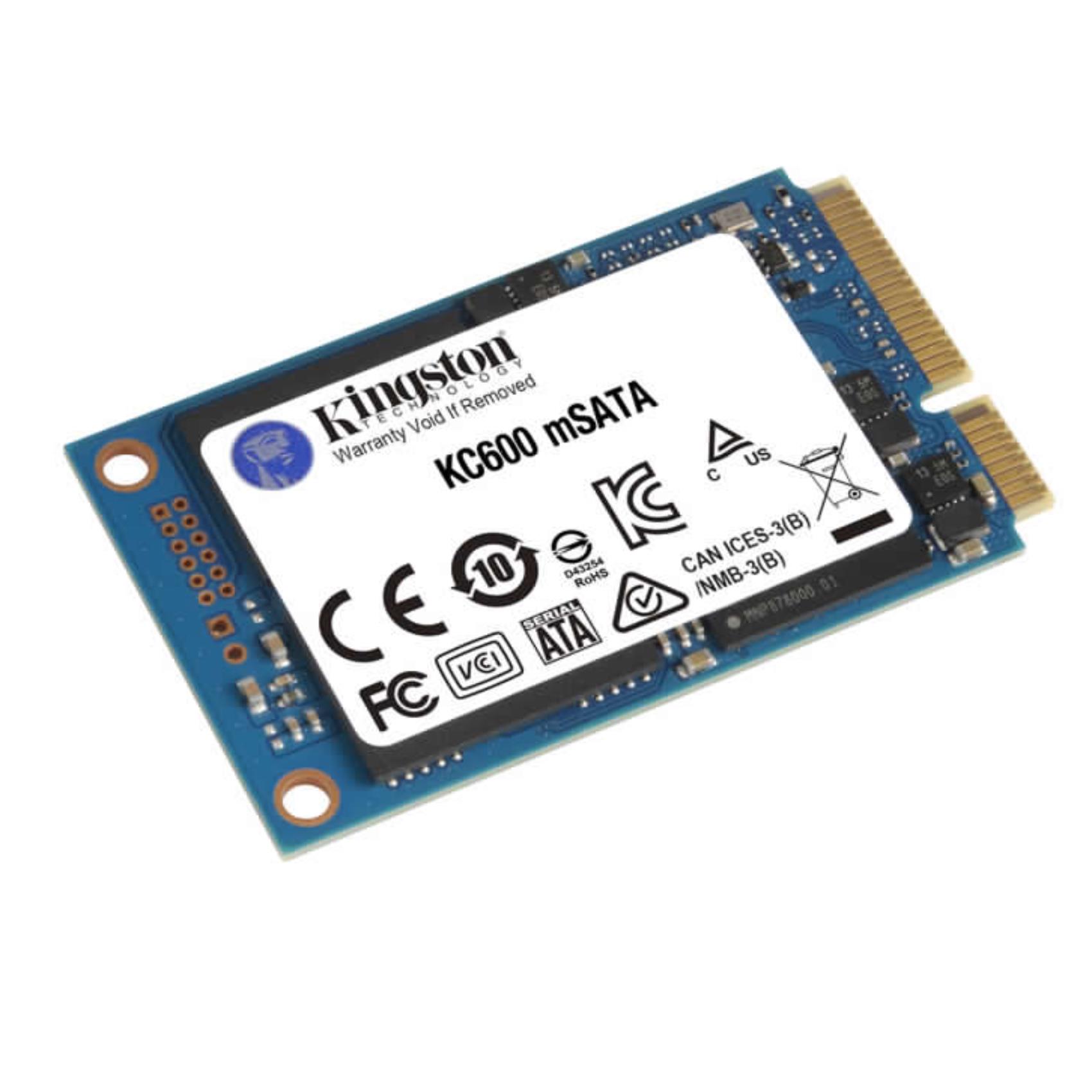 Kingston KC600 - SSD - crittografato - 256 GB - interno - mSATA - SATA 6Gb/s - 256 bit AES - Self-Encrypting Drive (SED), TCG Opal Encryption