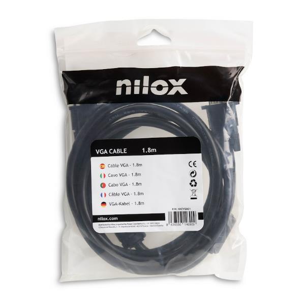 Nilox - Cavo VGA - HD-15 (VGA) (M) a HD-15 (VGA) (M) - 1.8 m