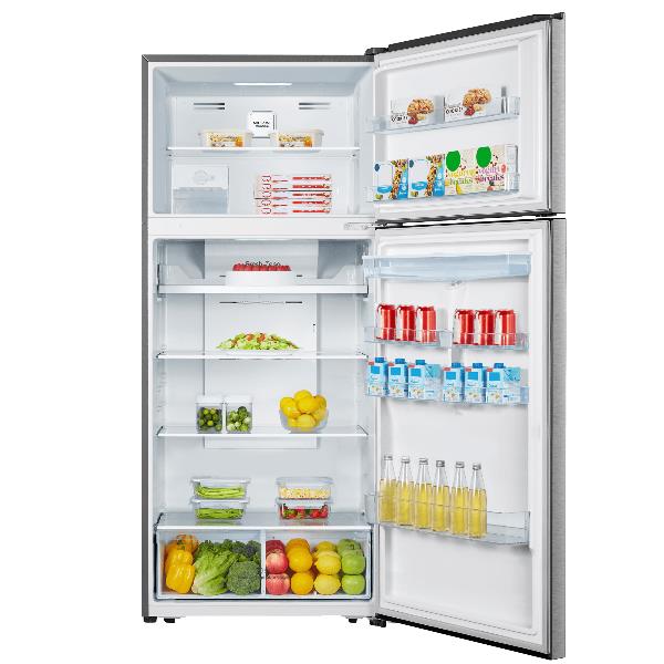 Hisense RT728N4WCE - Frigorifero/congelatore - freezer superiore con distributore acqua - larghezza: 79.4 cm - prof. 67.5 cm - altezza: 185.2 cm - 553 litri - Classe E - metallo brillante