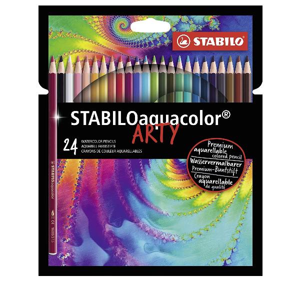 STABILO aquacolor ARTY - Pastello colorato - acquerello - colori assortiti brillanti - 2.8 mm (pacchetto di 24)
