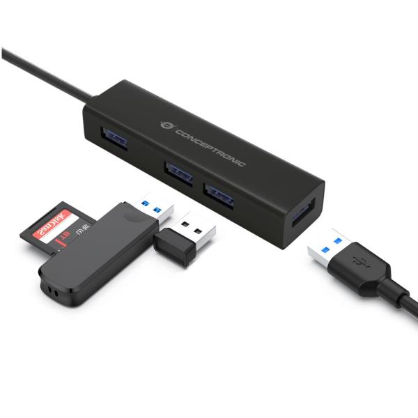 Conceptronic HUBBIES07B - Hub - 4 x SuperSpeed USB 3.0 - desktop