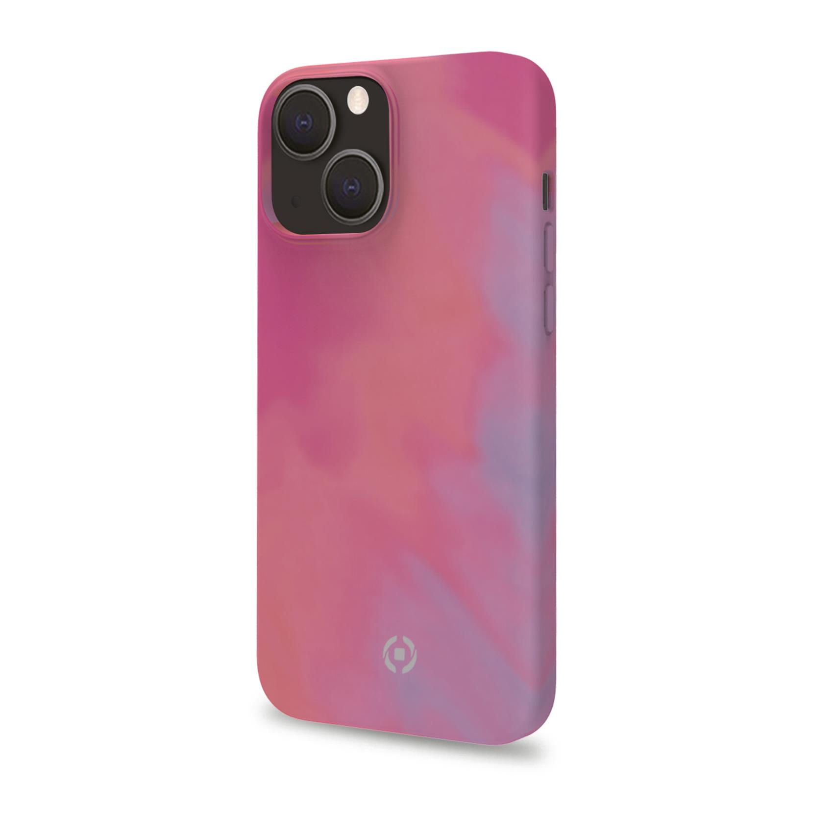 Celly Watercol - Cover per cellulare - TPU (poliuretano termoplastico), rivestimento in silicone - rosa - per Apple iPhone 13