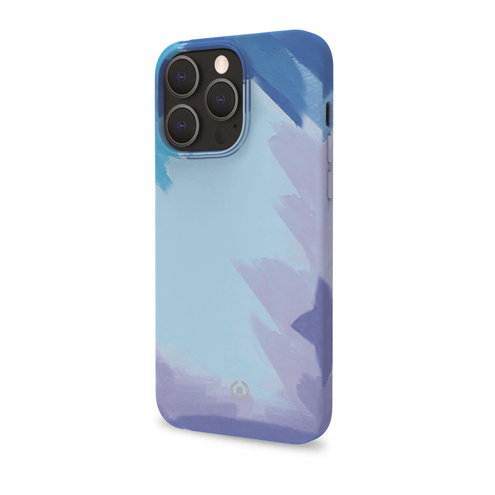 Celly Watercol - Cover per cellulare - TPU (poliuretano termoplastico), rivestimento in silicone - blu - per Apple iPhone 13 Pro