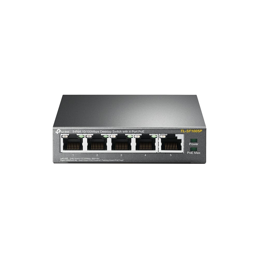 TP-Link TL-SF1005P - Switch - unmanaged - 5 x 10/100 (4 PoE) - desktop - PoE (58 W)
