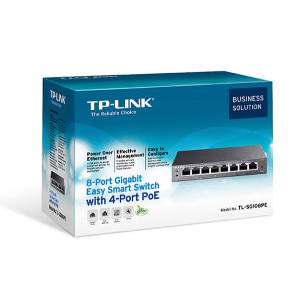 TP-Link Easy Smart TL-SG108PE - Switch - intelligente - 4 x 10/100/1000 (4 PoE) + 4 x 10/100/1000 - desktop - PoE (55 W)