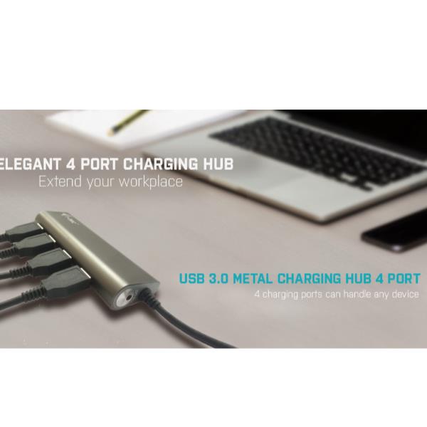i-Tec USB 3.0 Metal Charging HUB - Hub - 4 x SuperSpeed USB 3.0 - desktop