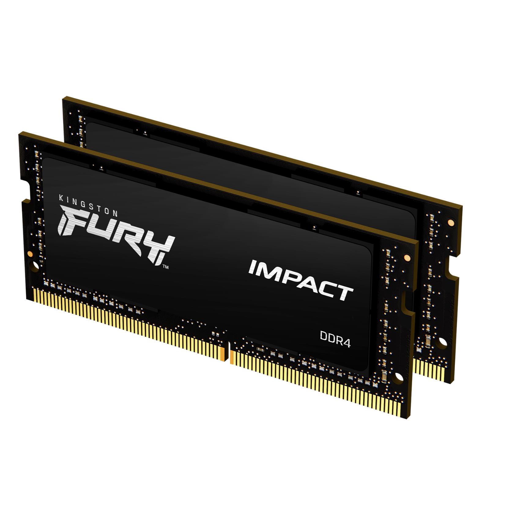 Kingston FURY Impact - DDR4 - kit - 64 GB: 2 x 32 GB - SO DIMM 260-pin - 3200 MHz / PC4-25600 - CL20 - 1.2 V - senza buffer - non ECC - nero