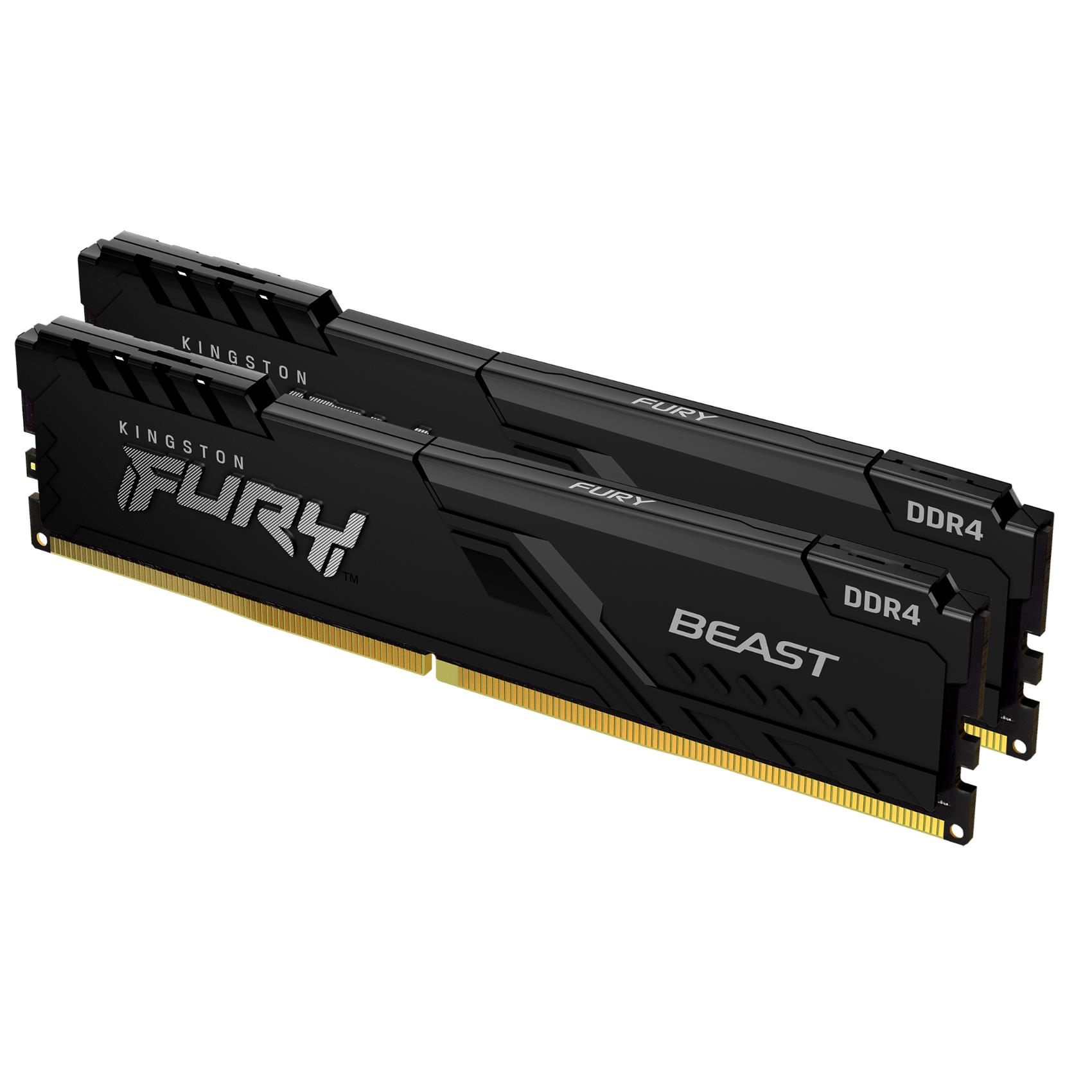 Kingston FURY Beast - DDR4 - kit - 64 GB: 2 x 32 GB - DIMM 288-PIN - 3600 MHz / PC4-28800 - CL18 - 1.35 V - senza buffer - non ECC - nero