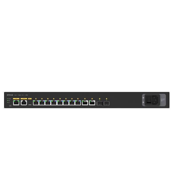 NETGEAR AV Line M4250-10G2XF-PoE++ - Switch - L3 - gestito - 10 x 10/100/1000 (8 PoE++) + 2 x 10 Gigabit SFP+ - flusso d'aria da laterale a laterale - montabile su rack - PoE++ (720 W)