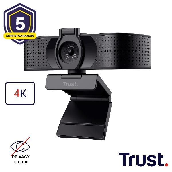 Trust Teza - Webcam - colore - 3840 x 2160 - 4K - focale fisso - audio - USB 2.0