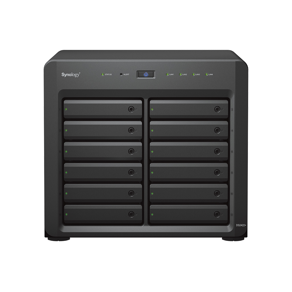 Synology Disk Station DS2422+ - Server NAS - 12 alloggiamenti - SATA 3Gb/s - RAID 0, 1, 5, 6, 10, JBOD - RAM 4 GB - Gigabit Ethernet - iSCSI supporto
