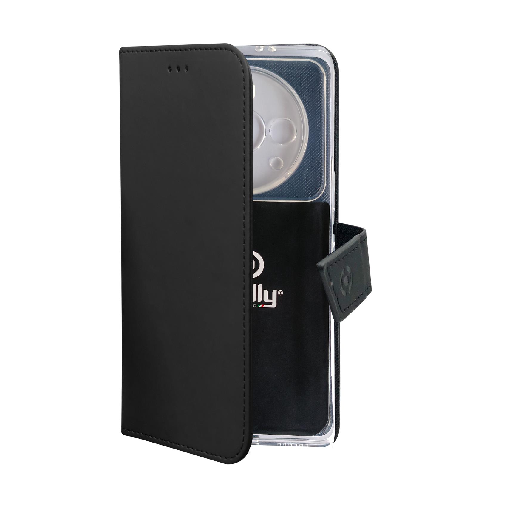 Celly Wally - Flip cover per cellulare - similpelle - nero - per Xiaomi 12 Pro
