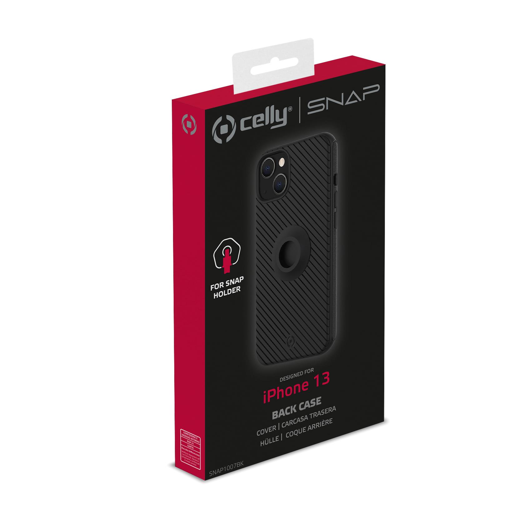 Celly Snap - Cover per cellulare - policarbonato, TPU (poliuretano termoplastico) - nero - per Apple iPhone 13