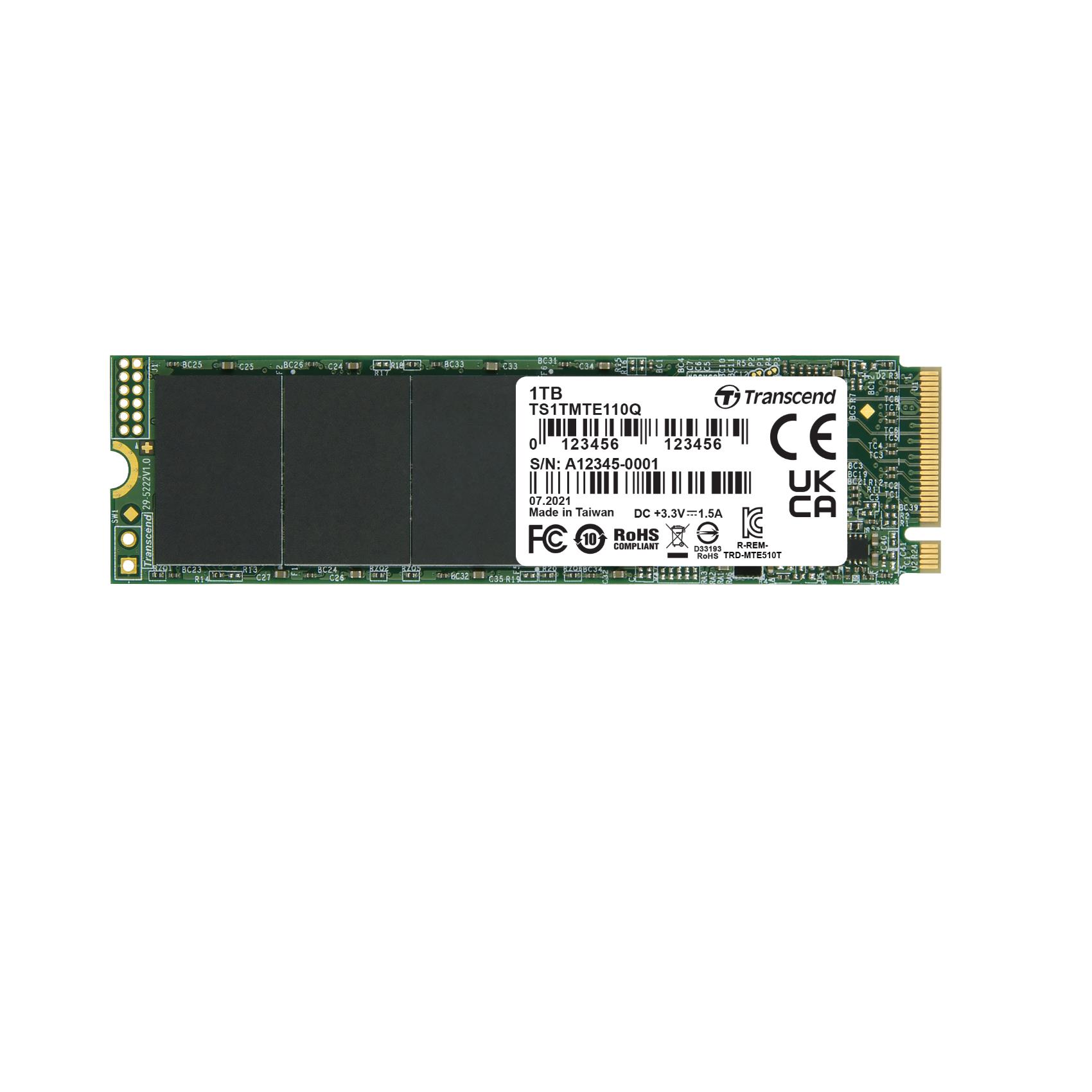 Transcend 110Q - SSD - 1 TB - interno - M.2 2280 (due lati) - PCIe 3.0 x4 (NVMe)