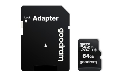 GOODRAM M1AA - Scheda di memoria flash (adattatore a SD in dotazione) - 64 GB - UHS-I U1 / Class10 - UHS-I microSDXC